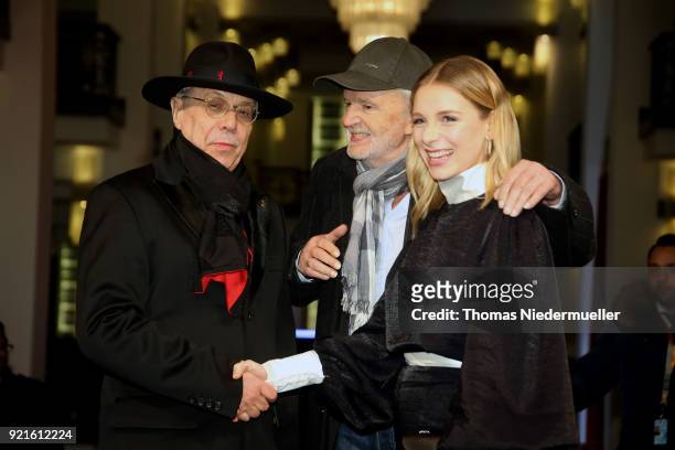 Festival director Dieter Kosslick, Michael Gwisdek and Lena Klenke attend the 'The Silent Revolution' premiere during the 68th Berlinale...