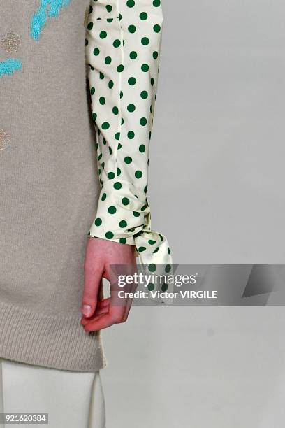 Model walks the runway at the Delpozo Ready to Wear Fall/Winter 2018-2019 fashion show during London Fashion Week February 2018 on February 18, 2018...