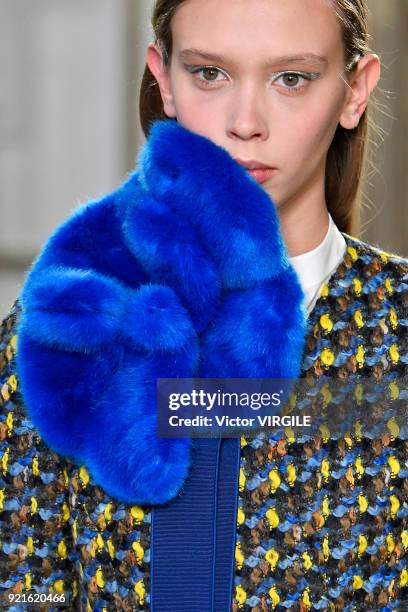 Model walks the runway at the Delpozo Ready to Wear Fall/Winter 2018-2019 fashion show during London Fashion Week February 2018 on February 18, 2018...