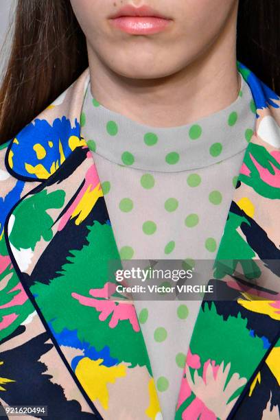 Model walks the runway at the Delpozo Ready to Wear Fall/Winter 2018-2019 fashion show during London Fashion Week February 2018 on February 18, 2018...