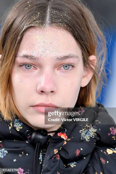 Model walks the runway at the Preen by Thornton Bregazzi Ready to Wear Fall/Winter 2018-2019 fashion show during London Fashion Week February 2018 on...