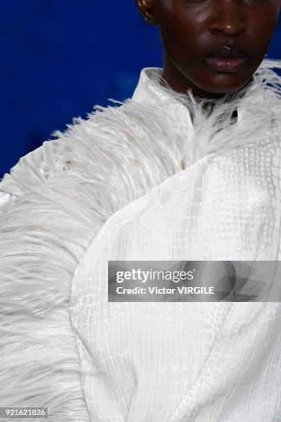 Model walks the runway at the Preen by Thornton Bregazzi Ready to Wear Fall/Winter 2018-2019 fashion show during London Fashion Week February 2018 on...