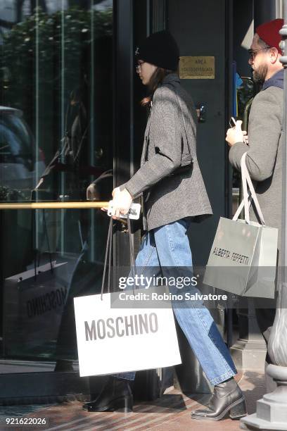 Kaia Gerber is seen during Milan Fashion Week Fall/Winter 2018/19 on February 20, 2018 in Milan, Italy.