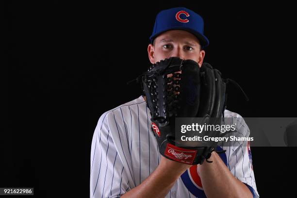 Drew Smyly of the Chicago Cubs poses during Chicago Cubs Photo Day on February 20, 2018 in Mesa, Arizona.