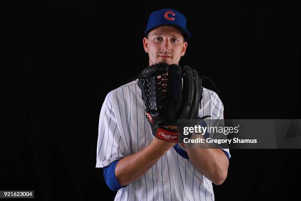 Drew Smyly of the Chicago Cubs poses during Chicago Cubs Photo Day on February 20, 2018 in Mesa, Arizona.