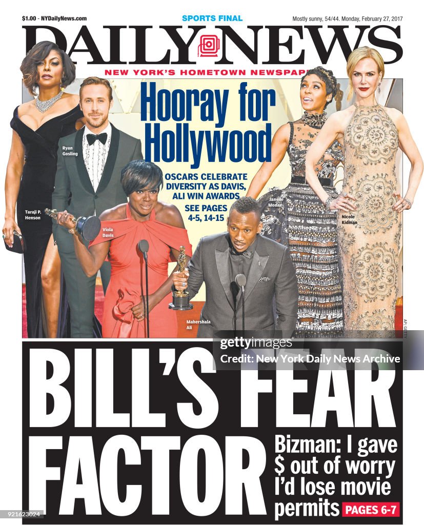 New York Daily News front page Monday February 7, 2017, BILL'S FEAR FACTOR