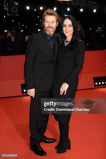 Willem Dafoe and his wife Giada Colagrande attend the Hommage Willem Dafoe - Honorary Golden Bear award ceremony and 'The Hunter' screening during...