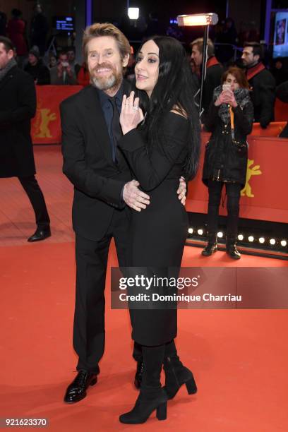 Willem Dafoe and his wife Giada Colagrande attend the Hommage Willem Dafoe - Honorary Golden Bear award ceremony and 'The Hunter' screening during...