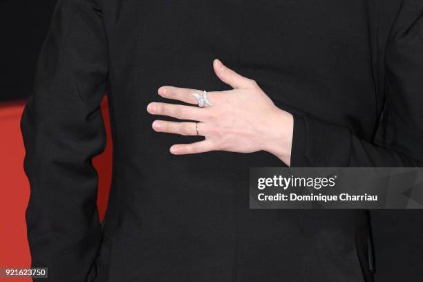 Giada Colagrande, fashion detail, attends the Hommage Willem Dafoe - Honorary Golden Bear award ceremony and 'The Hunter' screening during the 68th...