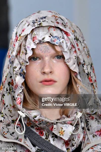 Model walks the runway at the Preen by Thornton Bregazzi Ready to Wear Fall/Winter 2018-2019 fashion show during London Fashion Week February 2018 on...