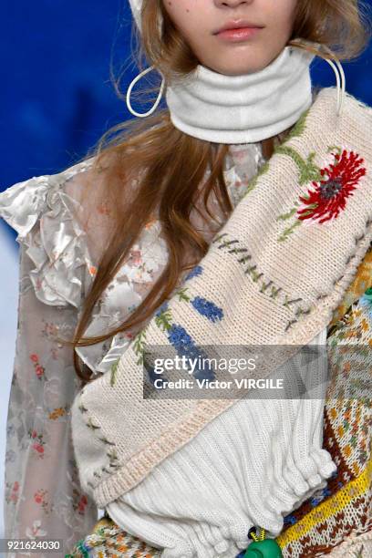 Model walks the runway at the Preen by Thornton Bregazzi Ready to Wear Fall/Winter 2018-2019 fashion show during London Fashion Week February 2018 on...