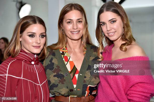 Olivia Palermo, Yasmin Le Bon and her daughter Amber attending the Preen by Thornton Bregazzi Ready to Wear Fall/Winter 2018-2019 fashion show during...