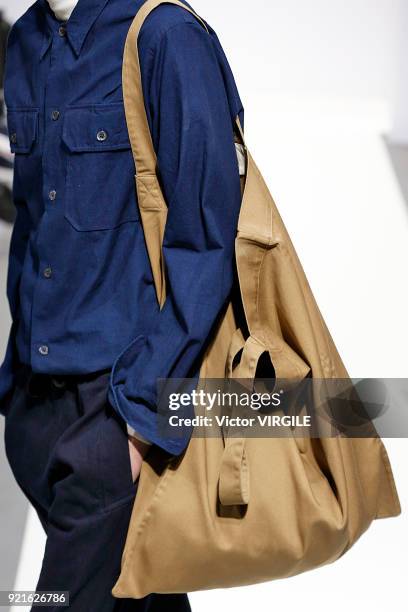 Model walks the runway at the Margaret Howell Ready to Wear Fall/Winter 2018-2019 fashion show during London Fashion Week February 2018 on February...