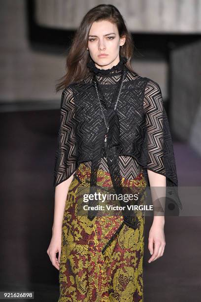 Model walks the runway at the Roland Mouret Ready to Wear Fall/Winter 2018-2019 fashion show during London Fashion Week February 2018 on February 18,...