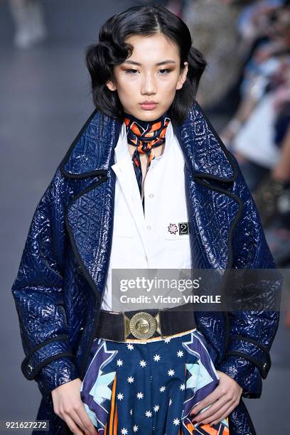 Model walks the runway at the Temperley London Ready to Wear Fall/Winter 2018-2019 fashion show during London Fashion Week February 2018 on February...