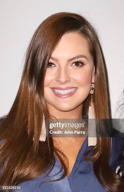 Marjorie de Sousa visits the Enrique Santos Show At I Heart Latino Studio on February 20, 2018 in Miami, Florida.