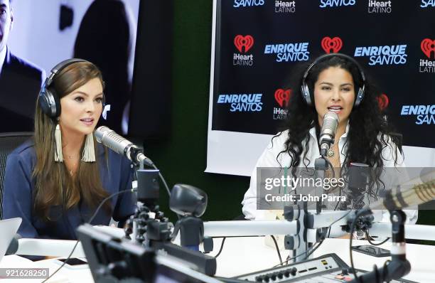 Marjorie de Sousa and Nitzy Dominguez visit the Enrique Santos Show At I Heart Latino Studio on February 20, 2018 in Miami, Florida.