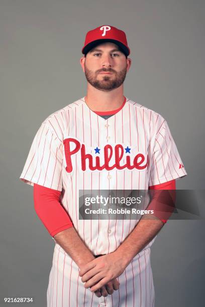 Drew Hutchison of the Philadelphia Phillies poses during Photo Day on Tuesday, February 20, 2018 at Spectrum Field in Clearwater, Florida.