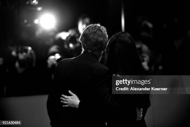 Willem Dafoe and his wife Giada Colagrande attend the Hommage Willem Dafoe - Honorary Golden Bear award ceremony and 'The Hunter' screening during...