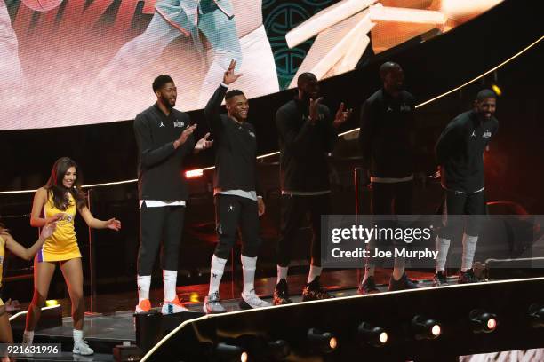 Team LeBron is introduced during the NBA All-Star Game as a part of 2018 NBA All-Star Weekend at STAPLES Center on February 18, 2018 in Los Angeles,...