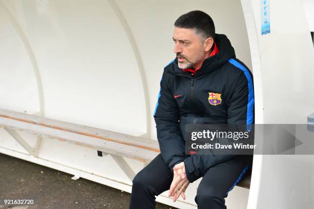 Barcelona under 19s coach Francisco Javier Garcia Pimienta during the UEFA Youth League match between Paris Saint Germain and FC Barcelona, on...
