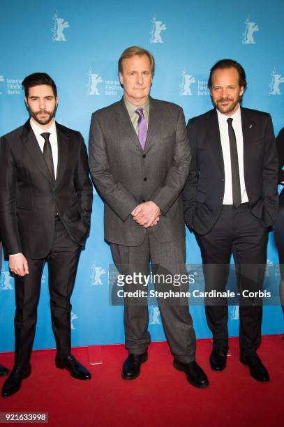Tahar Rahim, Jeff Daniels and Peter Sarsgaard attend the 'The Looming Tower' premiere during the 68th Berlinale International Film Festival Berlin at...