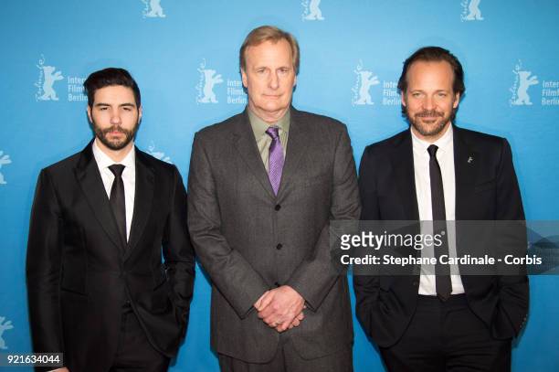 Tahar Rahim, Jeff Daniels and Peter Sarsgaard attend the 'The Looming Tower' premiere during the 68th Berlinale International Film Festival Berlin at...