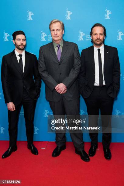 Tahar Rahim, Jeff Daniels and Peter Sarsgaard attend the 'The Looming Tower' premiere during the 68th Berlinale International Film Festival Berlin at...