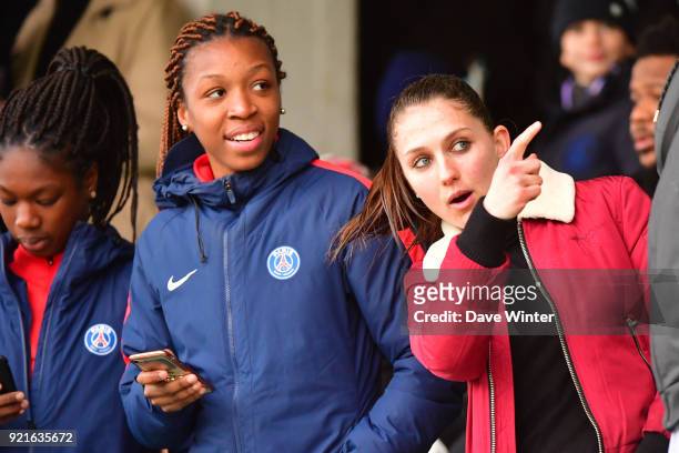 Eve Perisset and Grace Geyoro of the PSG women's team during the UEFA Youth League match between Paris Saint Germain and FC Barcelona, on February...
