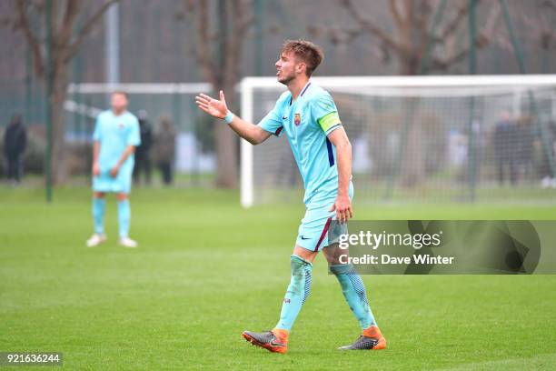 Oscar Mingueza of Barcelona during the UEFA Youth League match between Paris Saint Germain and FC Barcelona, on February 20, 2018 in Saint Germain en...