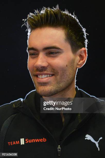 Dutch cyclist Tom Dumoulin from Team Sunweb, during the pre-race press conference on the eve of 2018 edition of Abu Dhabi Tour, at Yas Marina Circuit...