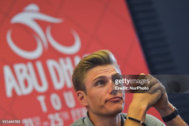 German cyclist Marcel Kittel from Katusha Alpecin during the pre-race press conference on the eve of 2018 edition of Abu Dhabi Tour, at Yas Marina...