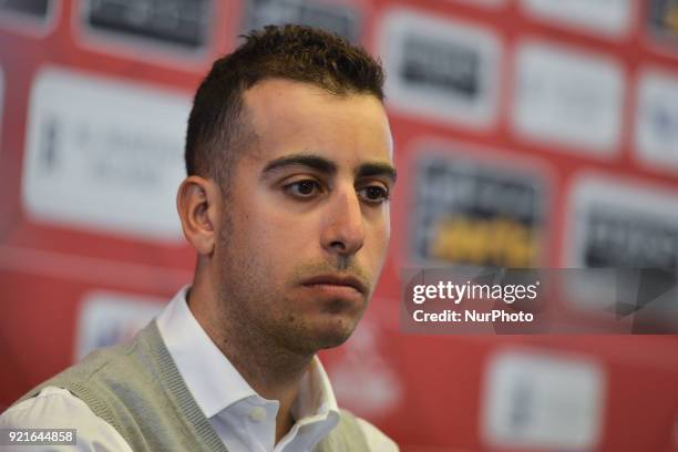 Italian cyclist Fabio Aru from UAE Team Emirates, during the pre-race press conference on the eve of 2018 edition of Abu Dhabi Tour, at Yas Marina...