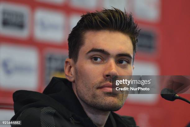 Dutch cyclist Tom Dumoulin from Team Sunweb, during the pre-race press conference on the eve of 2018 edition of Abu Dhabi Tour, at Yas Marina Circuit...