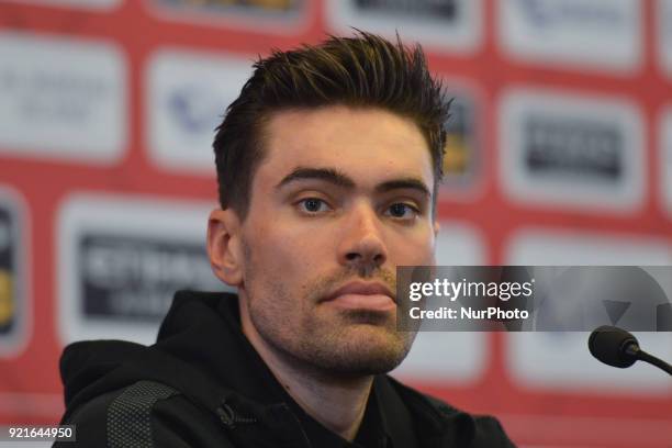 Dutch cyclist Tom Dumoulin from Team Sunweb, during the pre-race press conference on the eve of 2018 edition of Abu Dhabi Tour, at Yas Marina Circuit...