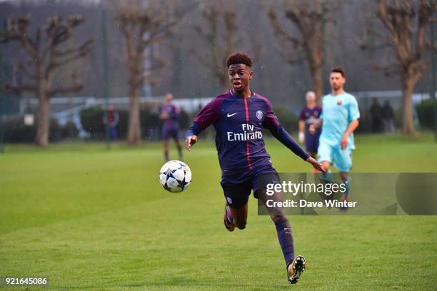 Romaric Yapi of PSG during the UEFA Youth League match between Paris Saint Germain and FC Barcelona, on February 20, 2018 in Saint Germain en Laye,...