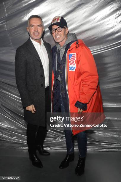 Dan Caten and Dean Caten attend Moncler Genius during Milan Fashion Week on February 20, 2018 in Milan, Italy.