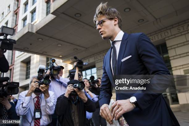 Alex Van der Zwaan leaves the U.S. District Courthouse after pleading guilty to charges of making false statements to investigators during Robert...