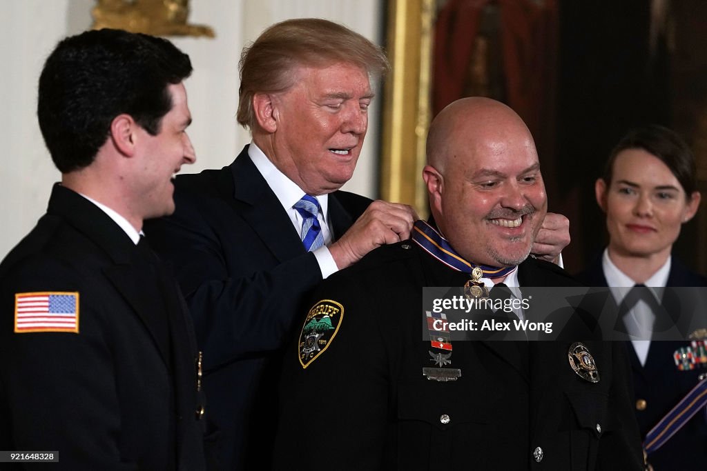 President Trump Hosts Public Safety Medal Of Valor Awards At White House