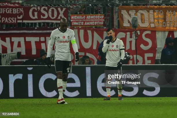 Atiba Hutchinson of Besiktas Istanbul and Gary Medel of Besiktas Istanbul looks dejected during the UEFA Champions League Round of 16 First Leg match...