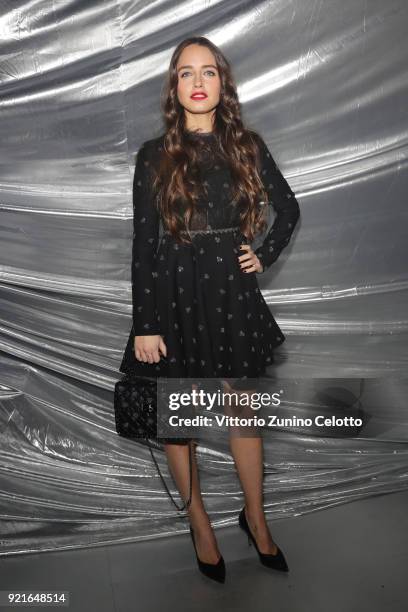 Matilde Gioli attends Moncler Genius during Milan Fashion Week on February 20, 2018 in Milan, Italy.