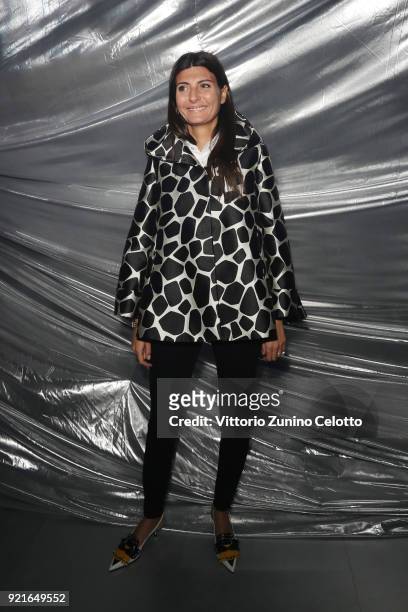 Giovanna Battaglia attends Moncler Genius during Milan Fashion Week on February 20, 2018 in Milan, Italy.