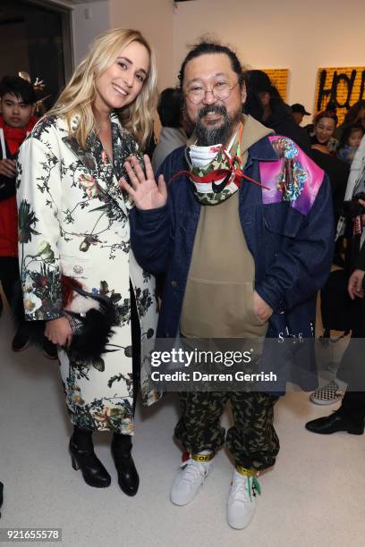 Elisabeth von Thurn und Taxis and Takashi Murakami attend Murakami & Abloh: Future History at Gagosian Gallery Davies Street on February 20, 2018 in...