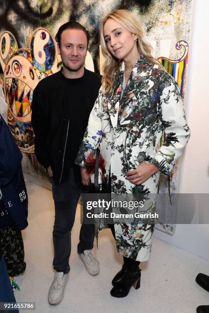 Elisabeth von Thurn und Taxis and Nicholas Kirkwood attend Murakami & Abloh: Future History at Gagosian Gallery Davies Street on February 20, 2018 in...