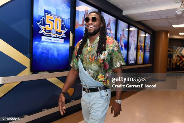 Kenneth Faried of the Denver Nuggets enters the arena before the game against the Dallas Mavericks on January 27, 2018 at the Pepsi Center in Denver,...