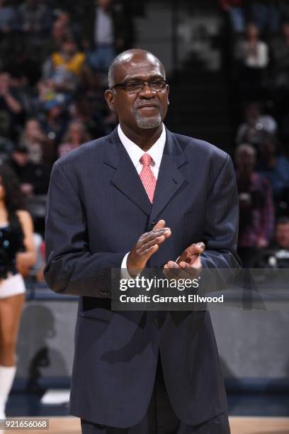 Reggie Williams is honored during the game between the Dallas Mavericks and the Denver Nuggets on January 27, 2018 at the Pepsi Center in Denver,...