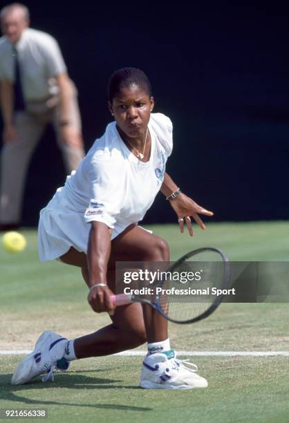 Lori McNeil of the USA in action during the Wimbledon Lawn Tennis Championships at the All England Lawn Tennis and Croquet Club, circa June, 1994 in...