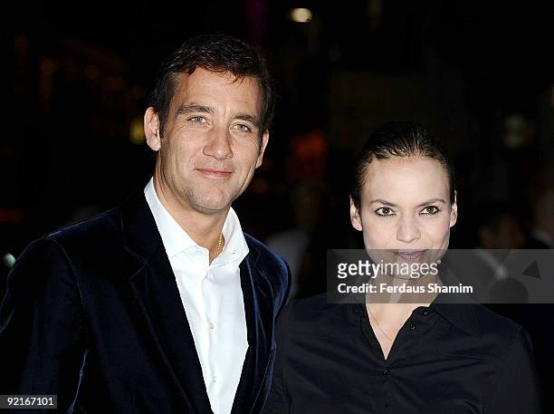 Clive Owen and wife Sarah-Jane Fenton attend the Gala screening of 'The Boys Are Back' during The Times BFI London Film Festival at Vue West End on...