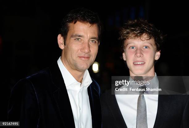 Clive Owen and George Mackay attend the Gala screening of 'The Boys Are Back' during The Times BFI London Film Festival at Vue West End on October...