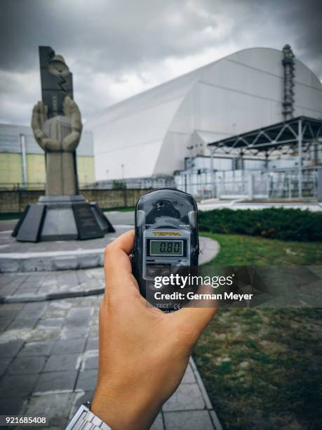 chernobyl power plant & geiger counter - geiger-counter stock pictures, royalty-free photos & images